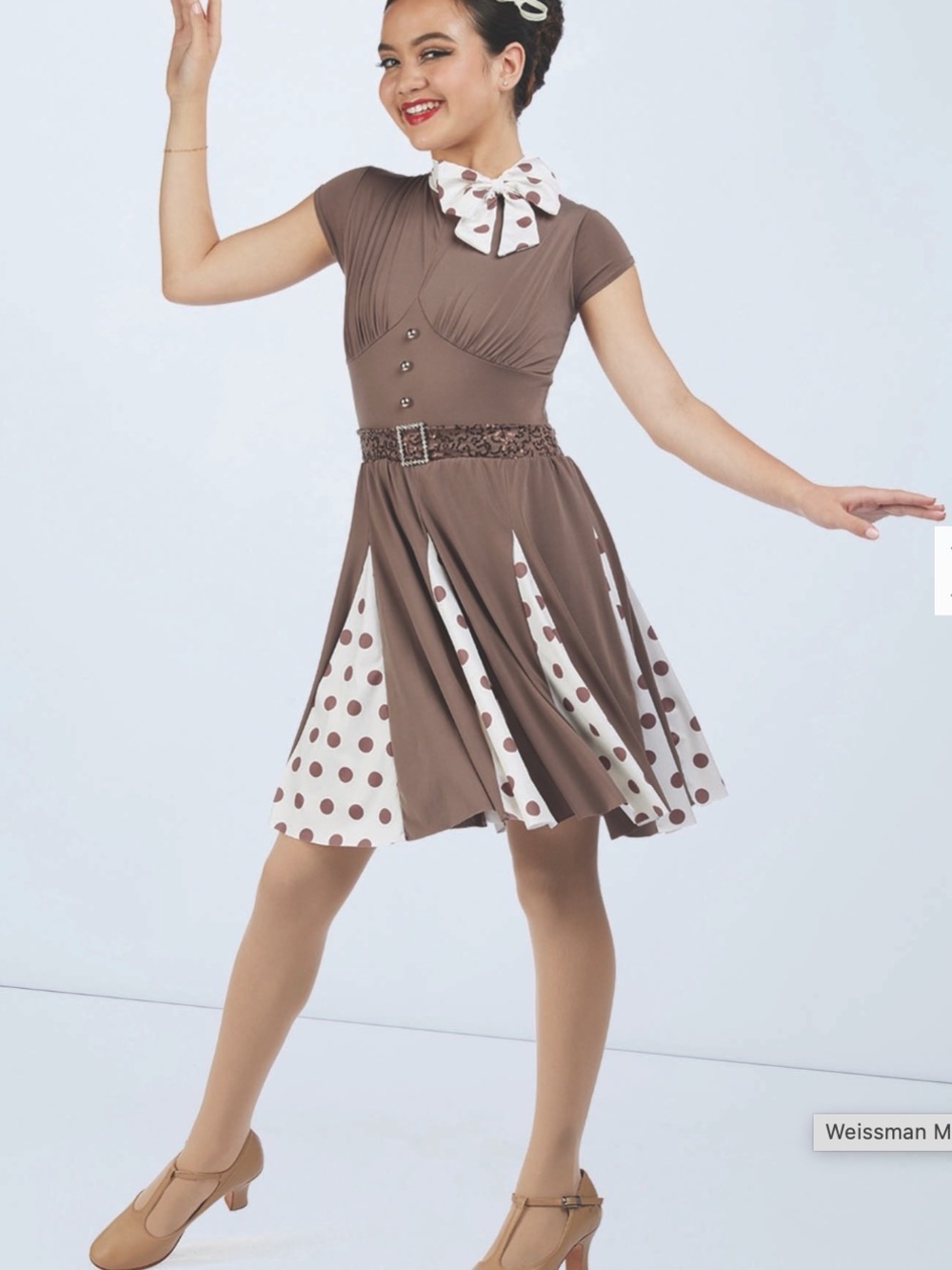 Weissman Brown and White Polka Dot Dance Costume